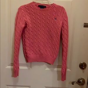 Pink cable knit Ralph Lauren sweater. Size XS